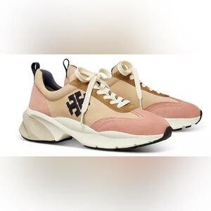 Tory Burch Suede Pink Tan and Navy Sneakers size 8